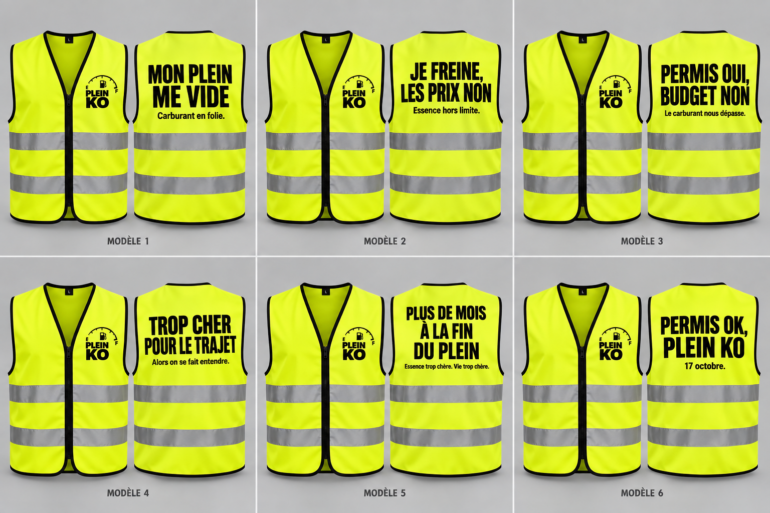 Collection de six gilets PLEIN KO